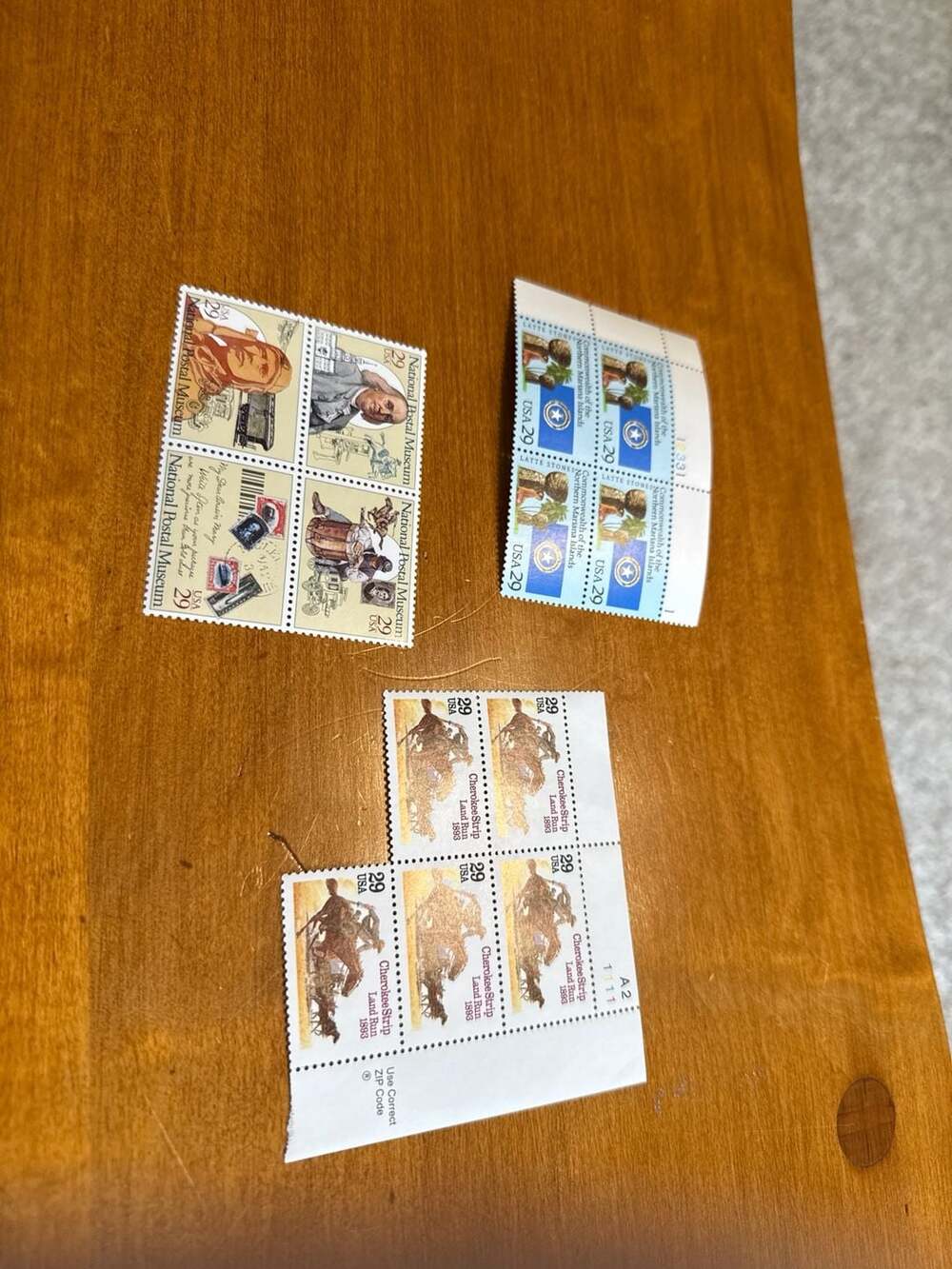 Lot of 13 Vintage 1993 USPS 29 Cent Stamps: Cherokee Strip, Northern Mariana Isl